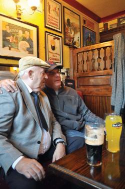 The mayor in Clifden: Marty Walsh made a new friend in Henry Kenneally, 75, in Lowry's Pub on Saturday, Sept. 21. Photo by Bill Forry